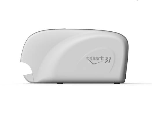 SMART 31D Dual Sided ID Card Printer, Fast printing - 23 seconds per card, Compact design, Bundle (100 cards, 1 Color ribbon 250 prints, and Smart Designer Software) | 651528/651460
