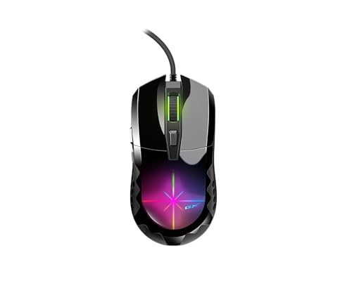 Genius Scorpion M715 Gaming Mouse, USB Black, 7200 DPI, 6 Programmable Buttons and Built-in Memory, RGB Light Well Ventilated - Compatible with Laptop and Desktop