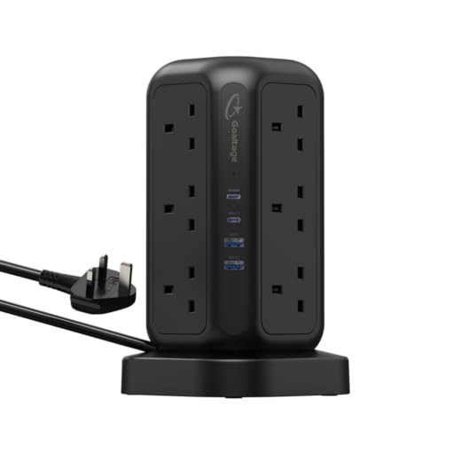 Goaltage EXT01 Power Strip Tower 3250W with Safety Protection and Wireless Fast Charging Function for Power Boost!