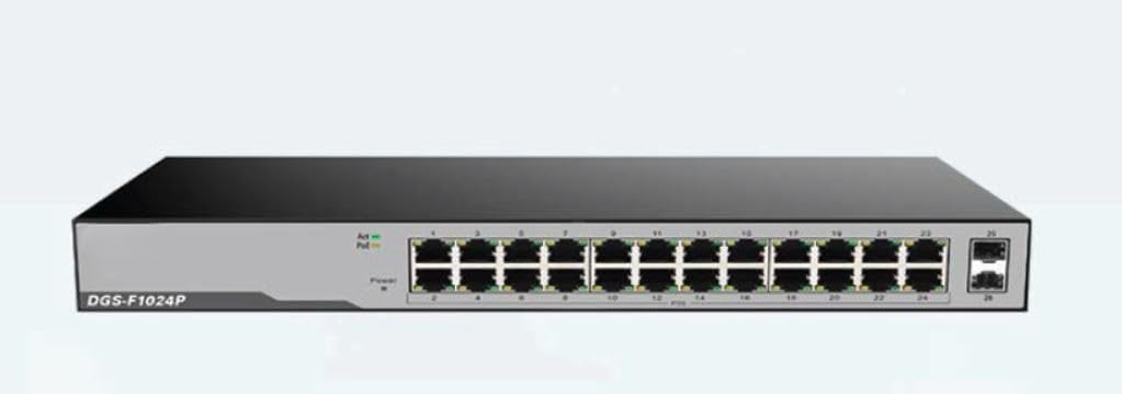 محول بي او اي غير مدار 24 منفذ جيجابت مع منفذين SFP 250 واط DGS-F1024P