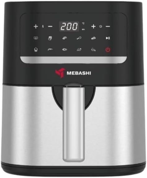 Mebashi ME-AF984 Stainless Steel Air Fryer 4.5L Capacity, LED Touch Screen, 10 Preset Settings, Easy Clean, Auto Shut-Off, Oil-Free, PTFE-Free, Dishwasher Safe, 1600W