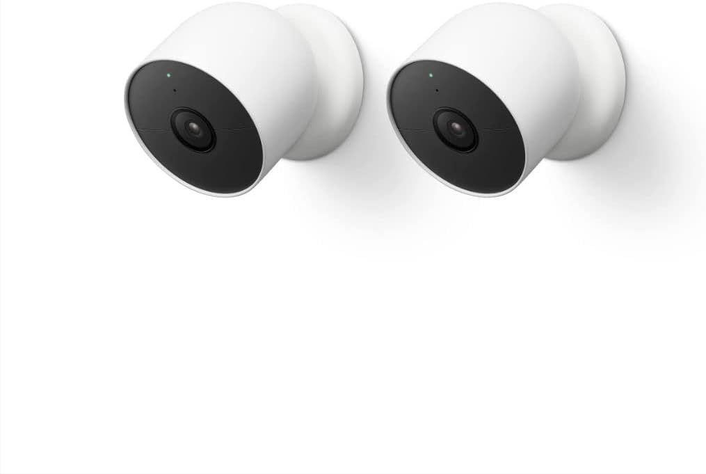 Google Nest Cam Outdoor or Indoor, Battery GA01894-US - 2nd Generation - 2 Count (Pack of 1)-Snow