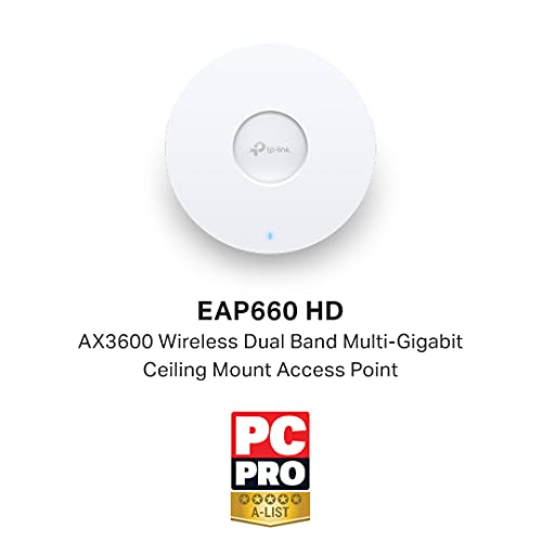 TP - لينك نقطة وصول لاسلكية واي فاي 6، AX3600 ثنائي النطاق، منفذ ايثرنت 2.5 جيجابايت في الثانية يدعم تقنية نقل الطاقة عبر الايثرنت 802.3at +، أداء عالي للغاية لبيئات عالية الكثافة (EAP660 HD)