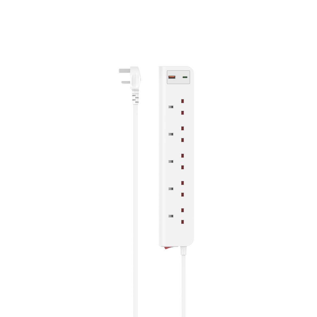 هاما شريط طاقة D3223862 بـ 5 اتجاهات USB C/A 20 واط قابس بريطاني، طول 2 متر، ابيض