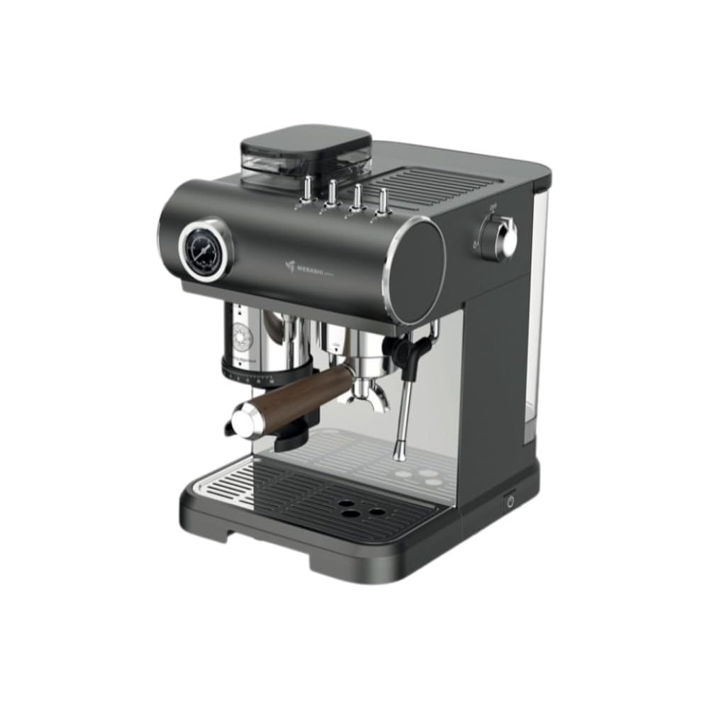 Mebashi Commercial Espresso Machine with Built-in Grinder, 19 Bar, 1.5L Tank, 1350 Watt, Black (ME-CCM2071) (Black)