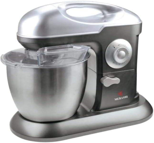 Mebashi Stand Mixer Bowl, 7 Liter Capacity, Black, 10 Speeds, Stainless Steel Bowl (ME-SBM1113) (Black)