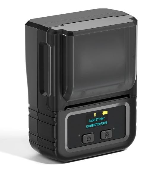 Fipka M120 Label Maker - Bluetooth Thermal Barcode Printer 2 inch 50mm Barcode Label Printer for Retail, QR Code and Small Business, Compatible with Android, iOS and PC, Black