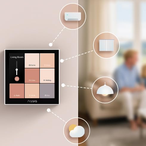 Aqara Panel Switch S100, 3-Gang Smart Touch Screen Switch, Wi-Fi Enabled, HomeKit Compatible, MP-K04D White