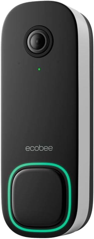 Ecobee Smart Video Doorbell Camera (Wired) - Industry-Leading HD Camera, Smart Security, Night Vision, Person and Package Sensors, Two-Way Talk, Video and Photo Recording
