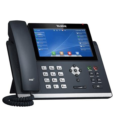 يالينك هاتف اي بي SIP-T48U [5 قطع] شاشة ملونة تعمل باللمس 7 انش، 16 خطًا، منافذ USB مزدوجة، جيجابت ايثرنت، بي او اي، محول الطاقة غير متضمن (SIP-T48U)