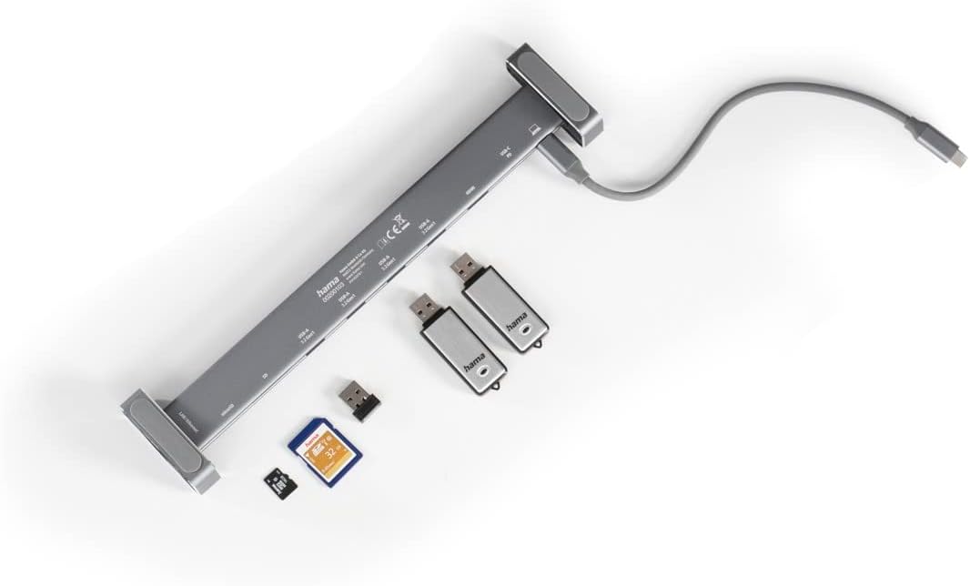 Hama 200103 9-in-1 USB-C Docking Station for 4x USB-A, USB-C, HDMI, LAN, SD and MicroSD