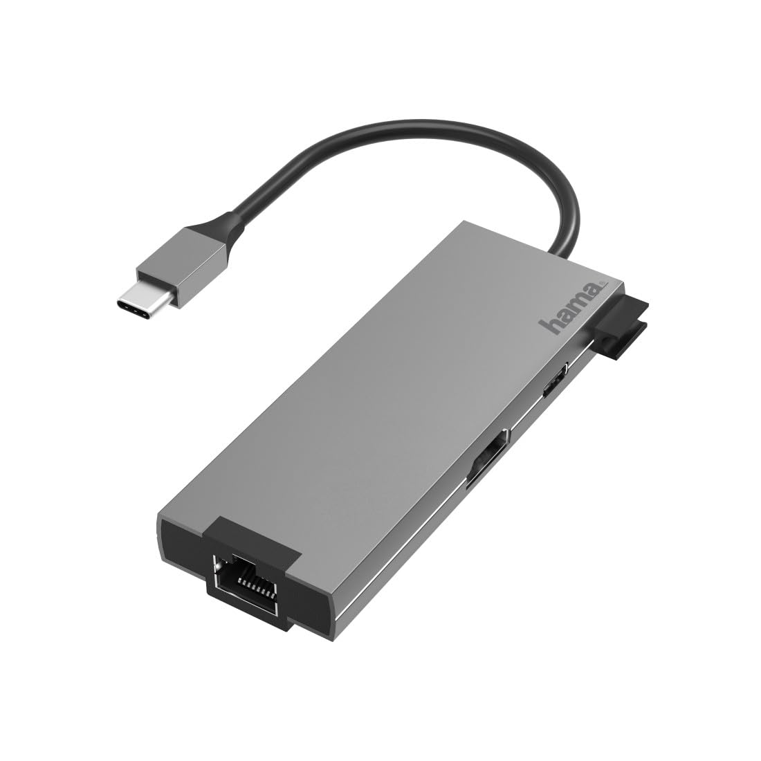 Hama 200109 USB-A, USB-C and LAN/Ethernet Multiport Hub, Grey