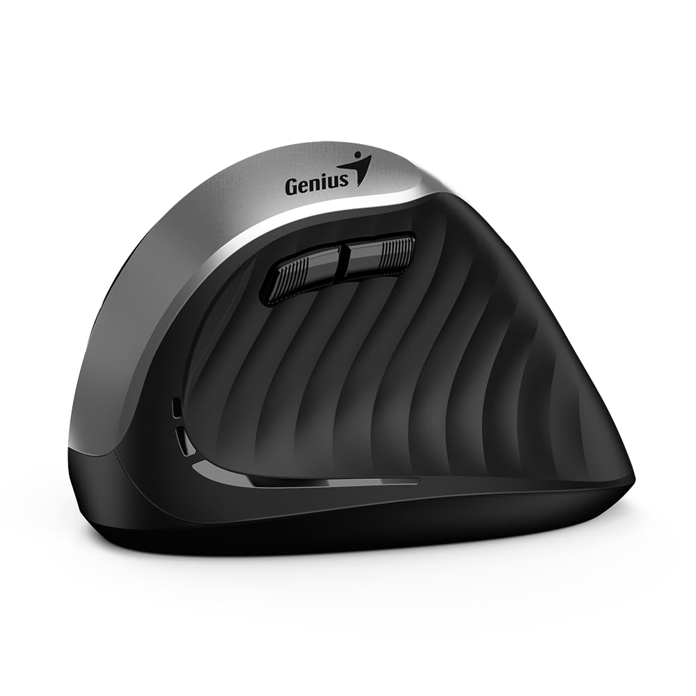 جينيس Ergonomic WIR. Ergo 8250S Vertical + مسند للرسغ فضة رمادي/أسود
