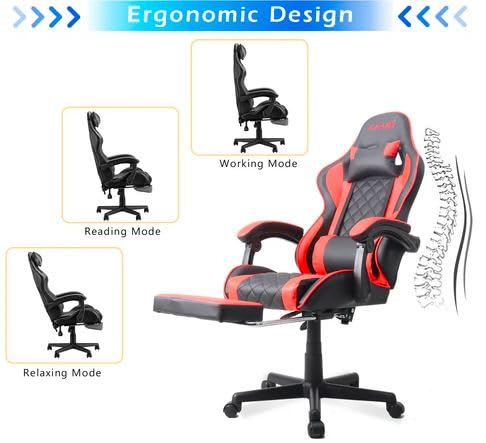 Gamax Gaming Chair Model 1-LT001L with Linkage Function Armrest & Retactable Footrest - White-Color may vary