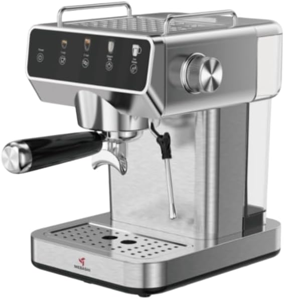 MEBASHI Espresso Coffee Machine - 1.2L, 20 Bar, Stainless Steel, Dual Filter,(1150-1360W) Detachable Frothing Nozzle (ME-ECM2113)