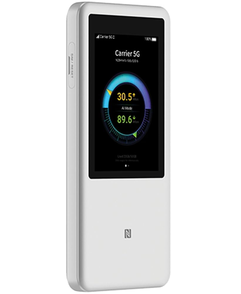 ZTE U60 Pro 5G WiFi Router, WiFi 7, 4.29 Gbps Download Speed, Snapdragon X75, 10000mAh Battery, Supports 64 Devices, 3.5-inch Touchscreen, NFC, AI-Powered