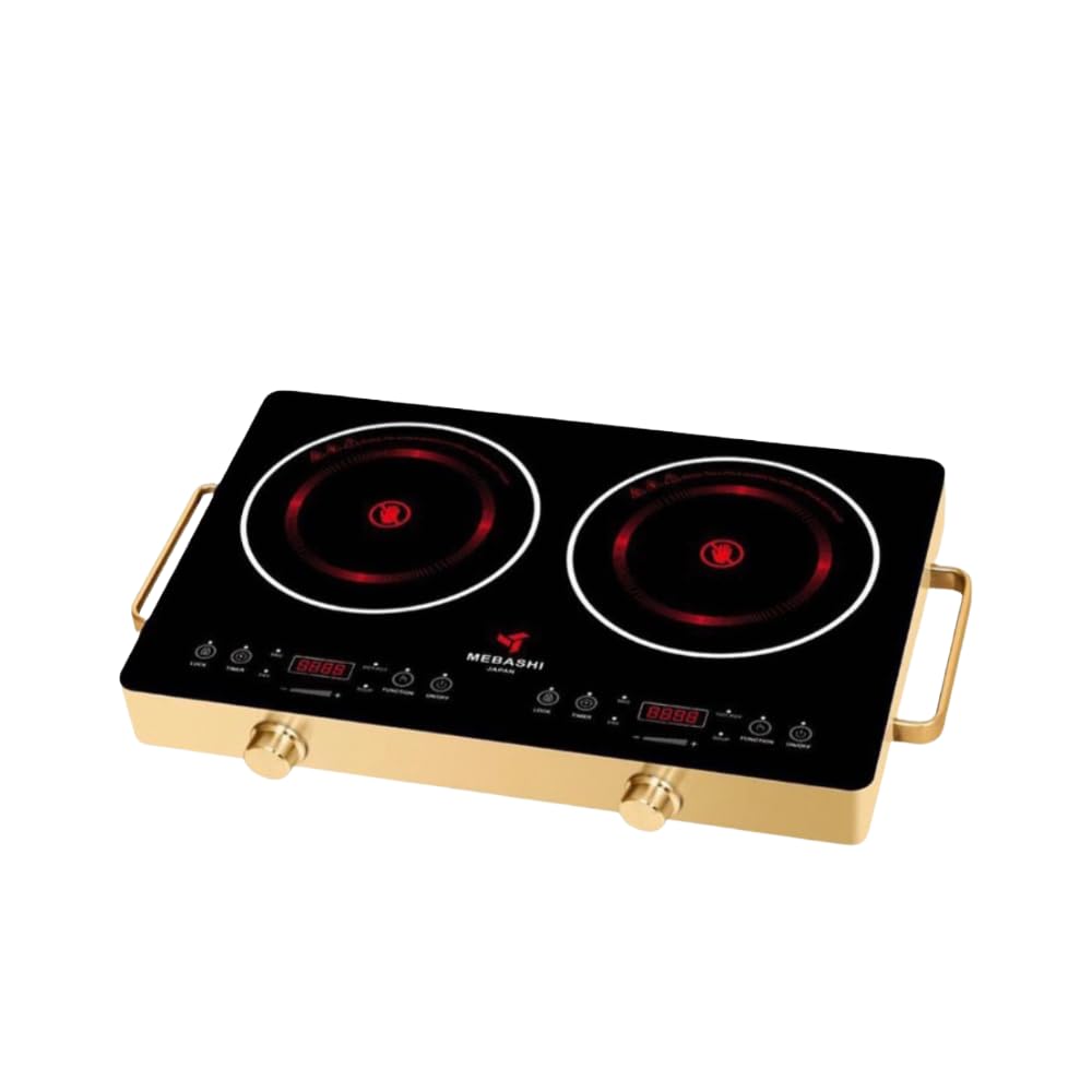 MEBASHI Infrared Cooker, Two Burner, 8 Power Settings,(2800W) Gold (ME-IC125)