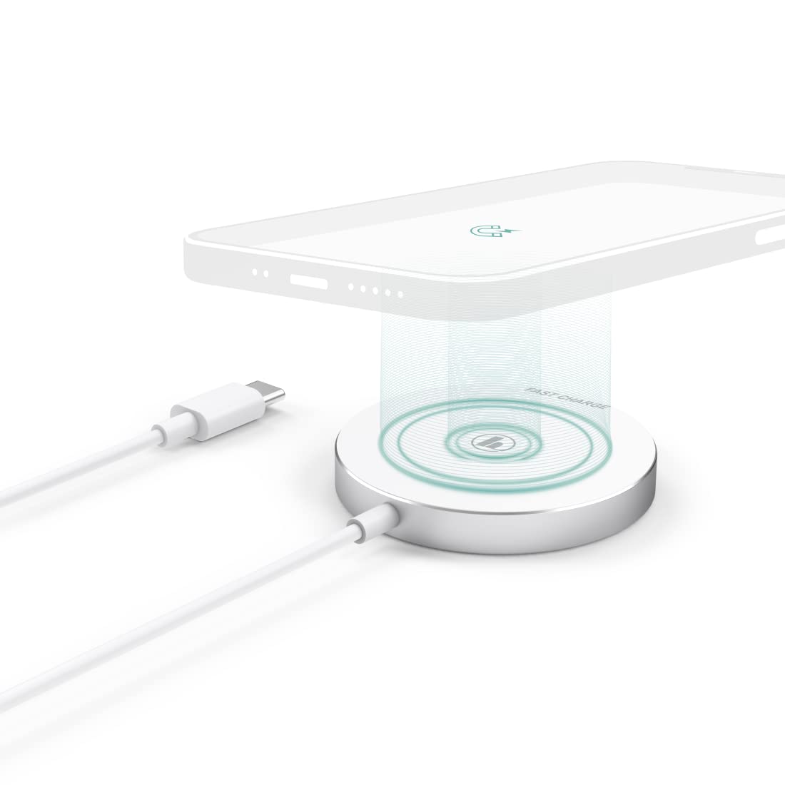 Hama 187264 15W MagCharge FC15 Wireless Turbo Fast Charger, White