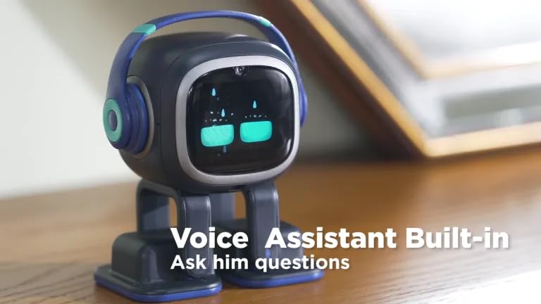 EMO Robot Desktop Pet Companion | AI-Powered Smart Robot with Voice Interaction, Smart Light & Wireless Charging Skateboard Base for Kids and Adults