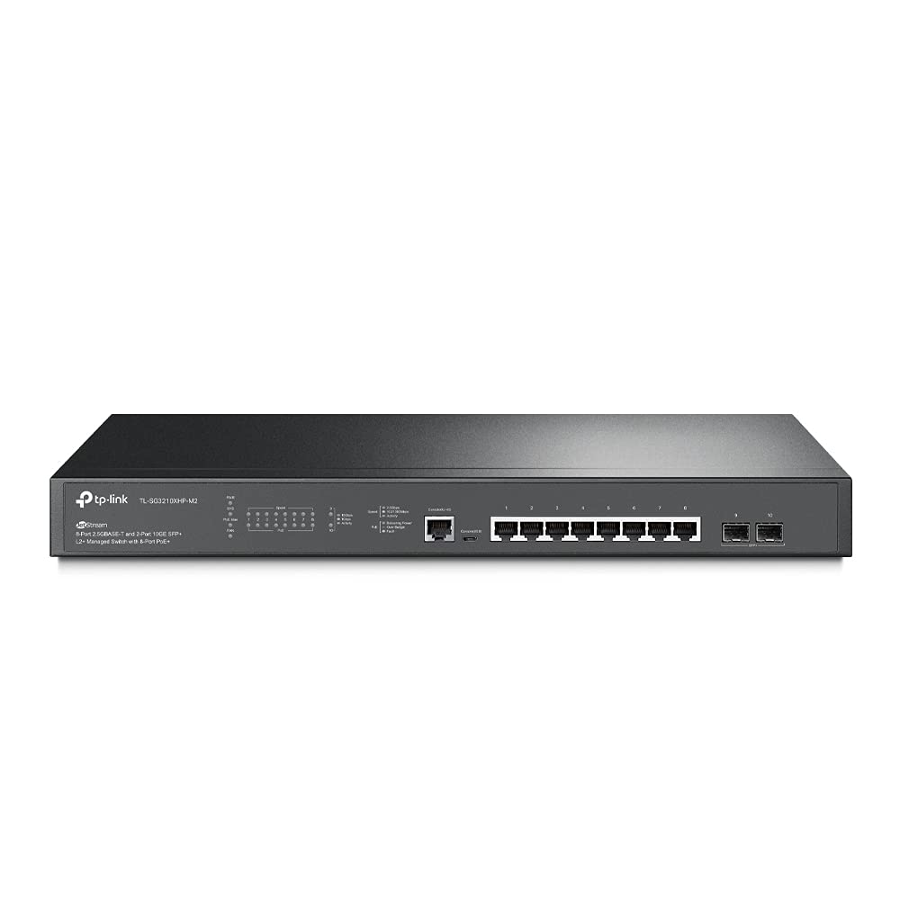 TP-Link TL-SG3210XHP-M2 | Jetstream 8 Port Multi-Gigabit L2+ Managed PoE Switch | 8 PoE+ Port @240W, 2 x 10G SFP+ Slots | 2.5G Bandwidth | Omada SDN Integrated | IPv6 | 5 Year Manufaturer Warranty