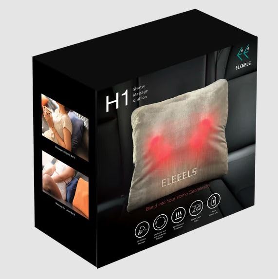 New ELEEELS H1 Shiatsu Massage Cushion with Resilient Latex Foam For Relieving Muscle tension, Pain and Fatigue
