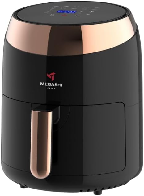 MEBASHI Air Fryer with Digital Touch Screen, 1400W 3.5L Capacity, Timer and Temprature Control, 10 Pre-Set Cooking Programs (ME-AF988) (Black)