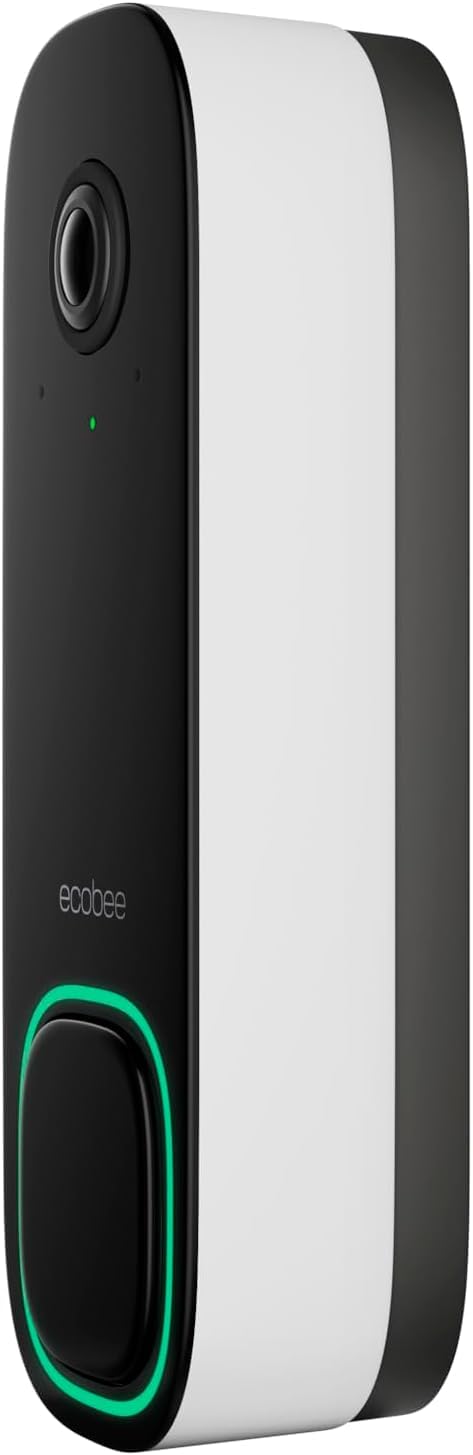 Ecobee Smart Video Doorbell Camera (Wired) - Industry-Leading HD Camera, Smart Security, Night Vision, Person and Package Sensors, Two-Way Talk, Video and Photo Recording