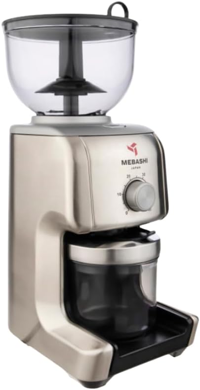 Mebashi Conical Burr Coffee Grinder Stainless Steel | 16-Step Adjustable Grind, 400g Capacity, Airtight Containers, Direct Portafilter Grinding (ME-CG2290) (130 Watt)