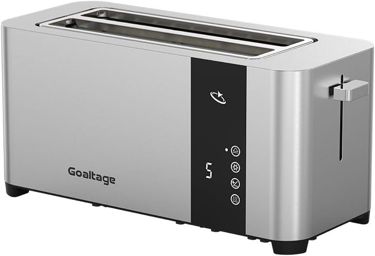 Goaltage Golden Edge TST01 Elegant Toaster, 2 Slots, 1400W, Adjustable Browning Control for Toast, Bagels, Hot Dogs & Grilled Cheese Sandwiches, LED Display, Easy Maintenance, 4 Bread Slices