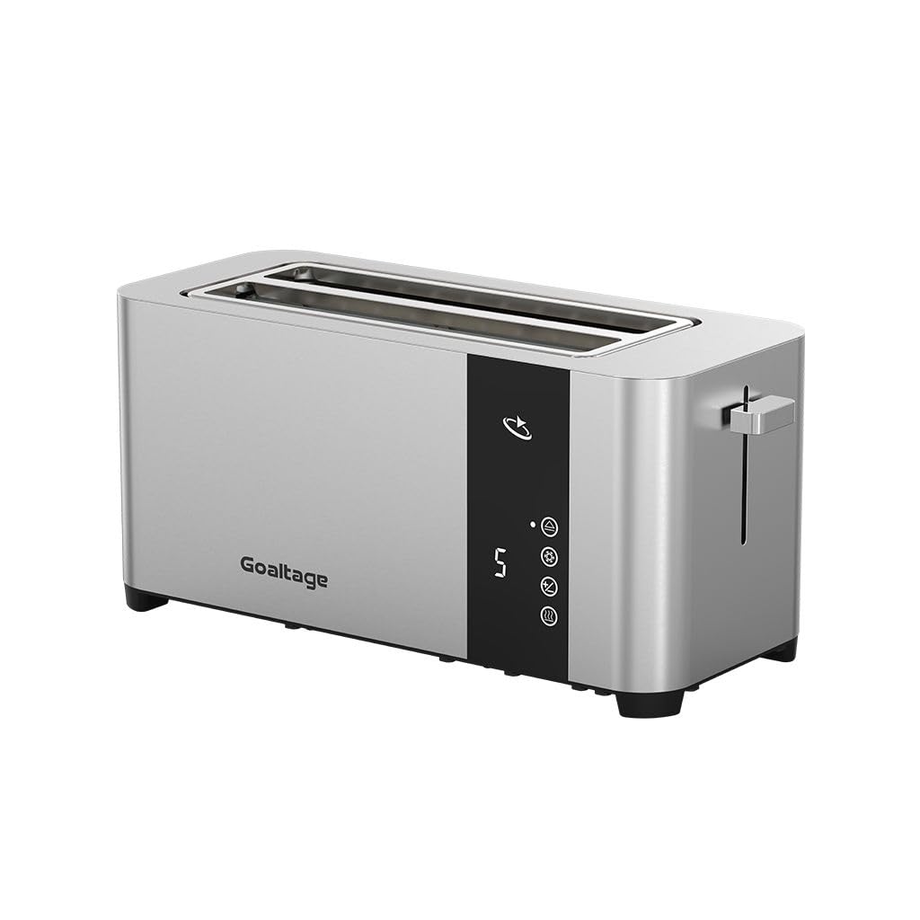 Goaltage Golden Edge TST01 Elegant Toaster, 2 Slots, 1400W, Adjustable Browning Control for Toast, Bagels, Hot Dogs & Grilled Cheese Sandwiches, LED Display, Easy Maintenance, 4 Bread Slices