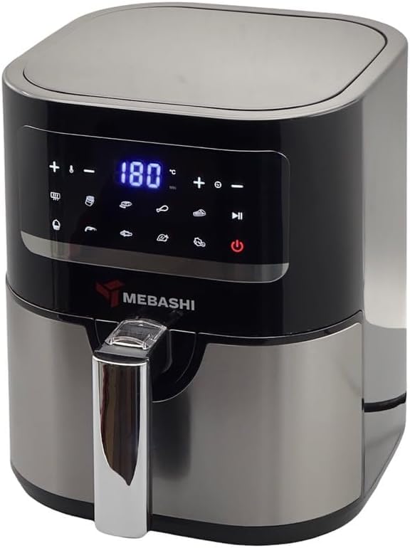 Mebashi ME-AF984 Stainless Steel Air Fryer 4.5L Capacity, LED Touch Screen, 10 Preset Settings, Easy Clean, Auto Shut-Off, Oil-Free, PTFE-Free, Dishwasher Safe, 1600W