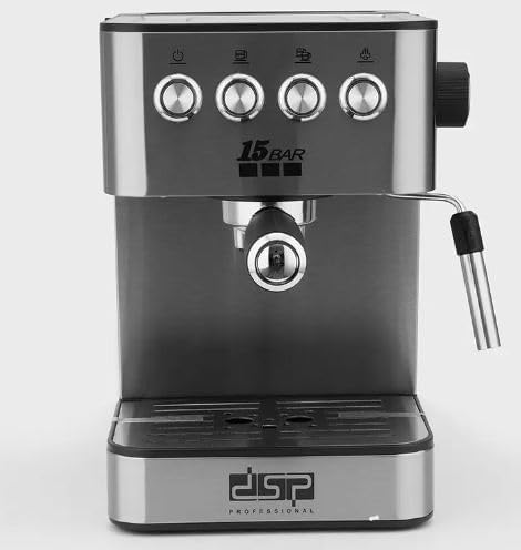 DSP Espresso 15 Bar Coffee Maker KA3090 | Capuccino | Milk Foam | Modern Kitchens | Steam Nozzle for Frothing Milk and Preparing Hot Drinks