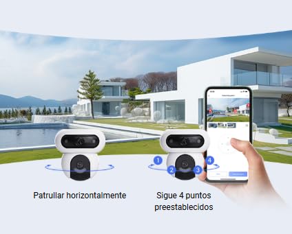 EZVIZ كاميرا مراقبة واي فاي بعدسة مزدوجة 2K+/2K مع رؤية ليلية ملونة وصوت 2K H90 2K