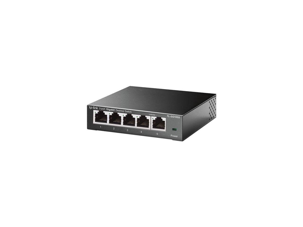 TP-Link TL-SG105S | 5 Port Gigabit Ethernet | Desktop/Wall Mount | Plug and Play | Fanless | Sturdy Metal | 3 Year Manufacturer Warranty | 802.1p/DSCP QoS & IGMP Snooping | Compact Design