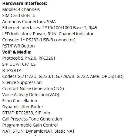 Dinstar UC2000-VE-4T GSM Gateway with 4 Ports 4G LTE