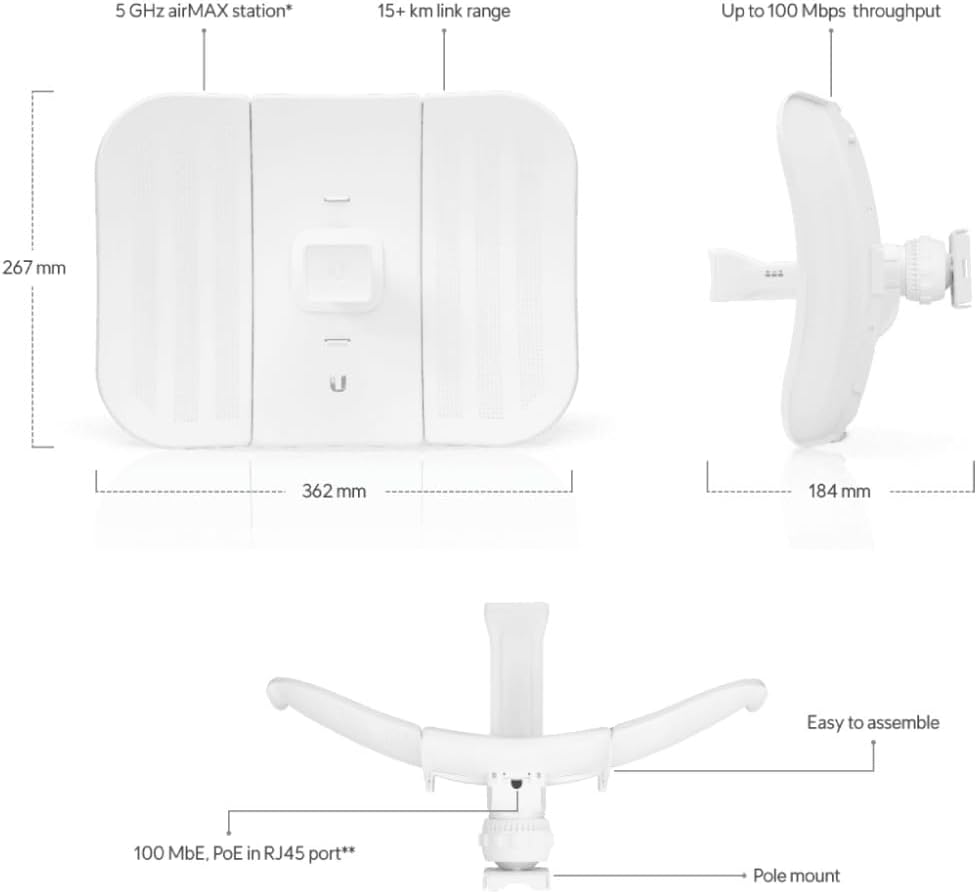 Ubiquiti Networks LBE-M5-23 5GHz 2-Pack LiteBeam M5 23dBi Outdoor airMAX CPE up to 10+ km