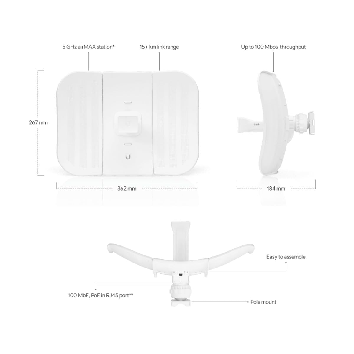 Ubiquiti Networks LBE-M5-23 5GHz 2-Pack LiteBeam M5 23dBi Outdoor airMAX CPE up to 10+ km