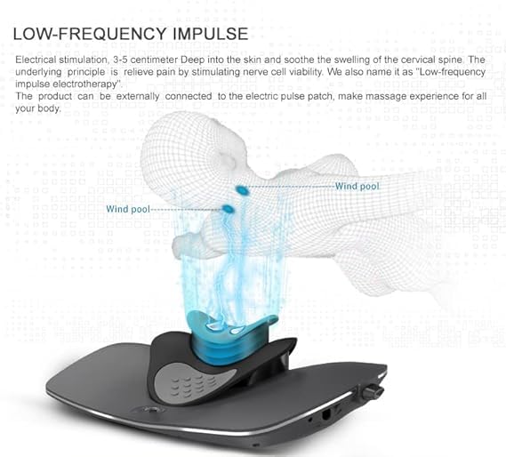 Fipka Neck Massager with EMS - Intensity Control for Spine Posture and Neck Pain Electric Neck Traction Device with TENS Pulse Nerve Stimulation for Pain Relief