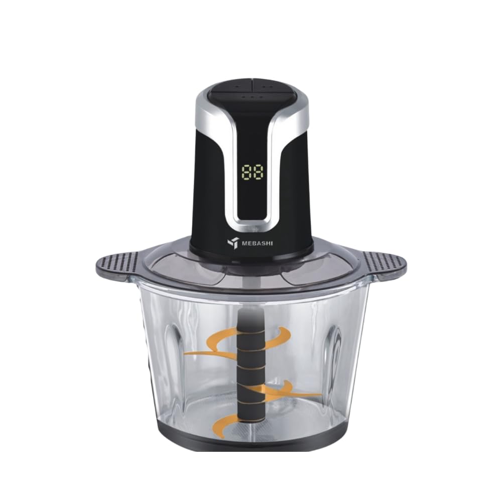 Mebashi 3 Liter Food Chopper, 600 Watts, 3 Speeds with Safety Switch, Stainless Steel Blades (ME-CH4002) Black