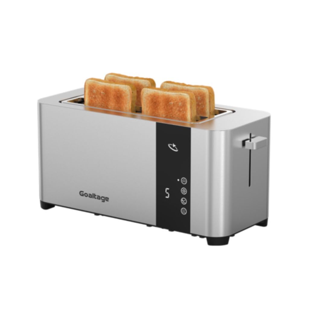 Goaltage Golden Edge TST01 Elegant Toaster, 2 Slots, 1400W, Adjustable Browning Control for Toast, Bagels, Hot Dogs & Grilled Cheese Sandwiches, LED Display, Easy Maintenance, 4 Bread Slices