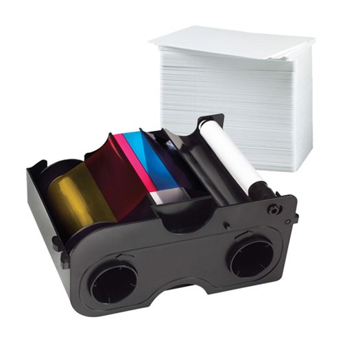 The Naked Cow Fargo 45000 YMCKO Color Ribbon + PVC Card Bundle