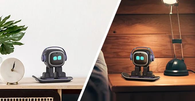 EMO Robot Desktop Pet Companion | AI-Powered Smart Robot with Voice Interaction, Smart Light & Wireless Charging Skateboard Base for Kids and Adults