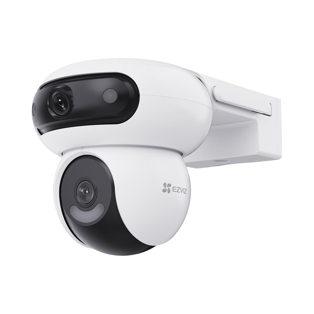 EZVIZ كاميرا مراقبة واي فاي بعدسة مزدوجة 2K+/2K مع رؤية ليلية ملونة وصوت 2K H90 2K