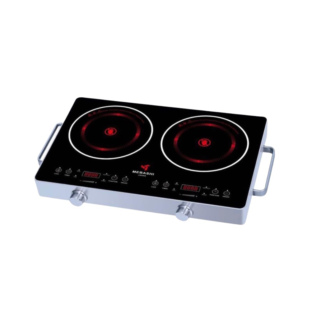 Mebashi Infrared Cooker, Double Burner, 8 Power Levels, Stainless Steel, (2800 Watts) Silver (ME-IC124)
