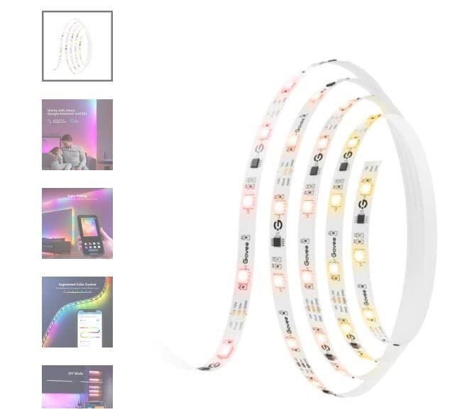 Govee RGBIC Basic Wi-Fi + Bluetooth LED Strip Lights (5 Meter)