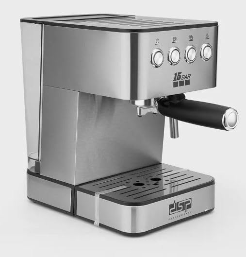 DSP Espresso 15 Bar Coffee Maker KA3090 | Capuccino | Milk Foam | Modern Kitchens | Steam Nozzle for Frothing Milk and Preparing Hot Drinks