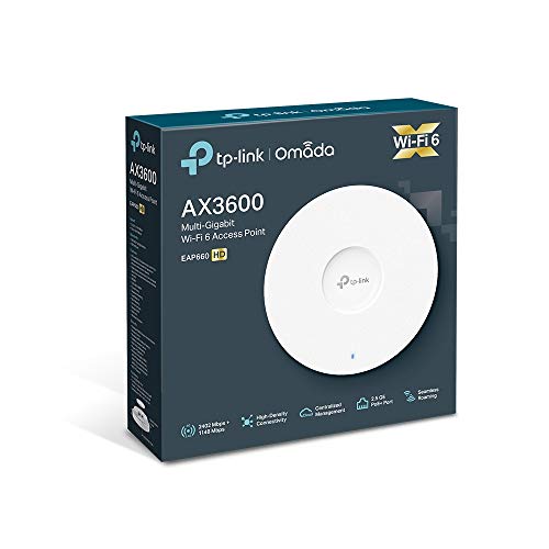 TP - لينك نقطة وصول لاسلكية واي فاي 6، AX3600 ثنائي النطاق، منفذ ايثرنت 2.5 جيجابايت في الثانية يدعم تقنية نقل الطاقة عبر الايثرنت 802.3at +، أداء عالي للغاية لبيئات عالية الكثافة (EAP660 HD)