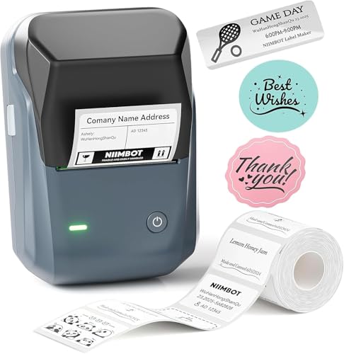 NIIMBOT B1 Label Maker with Auto Identification,2 Inch Bluetooth Portable Label Printer Easy to Use for Office, Home, Business (with 2x1.18 inch Label)