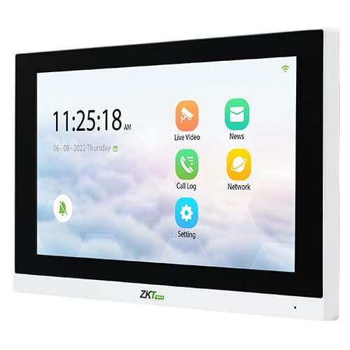 شاشة داخلية داخلية ذكية من زد كيه تيكو VT07-B01 مع شاشة لمس LCD مقاس 7 انش، منفذ ار جيه 45 وتدعم بطاقة مايكرو تي اف حتى 128GB