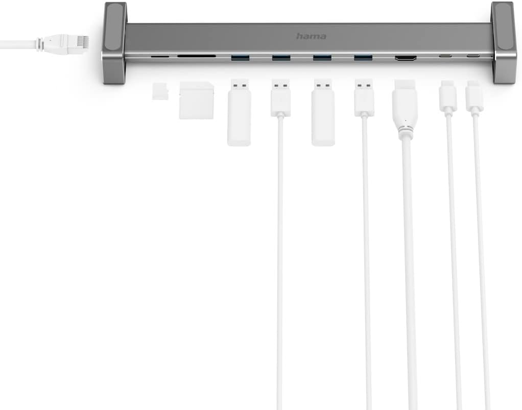 Hama 200103 9-in-1 USB-C Docking Station for 4x USB-A, USB-C, HDMI, LAN, SD and MicroSD